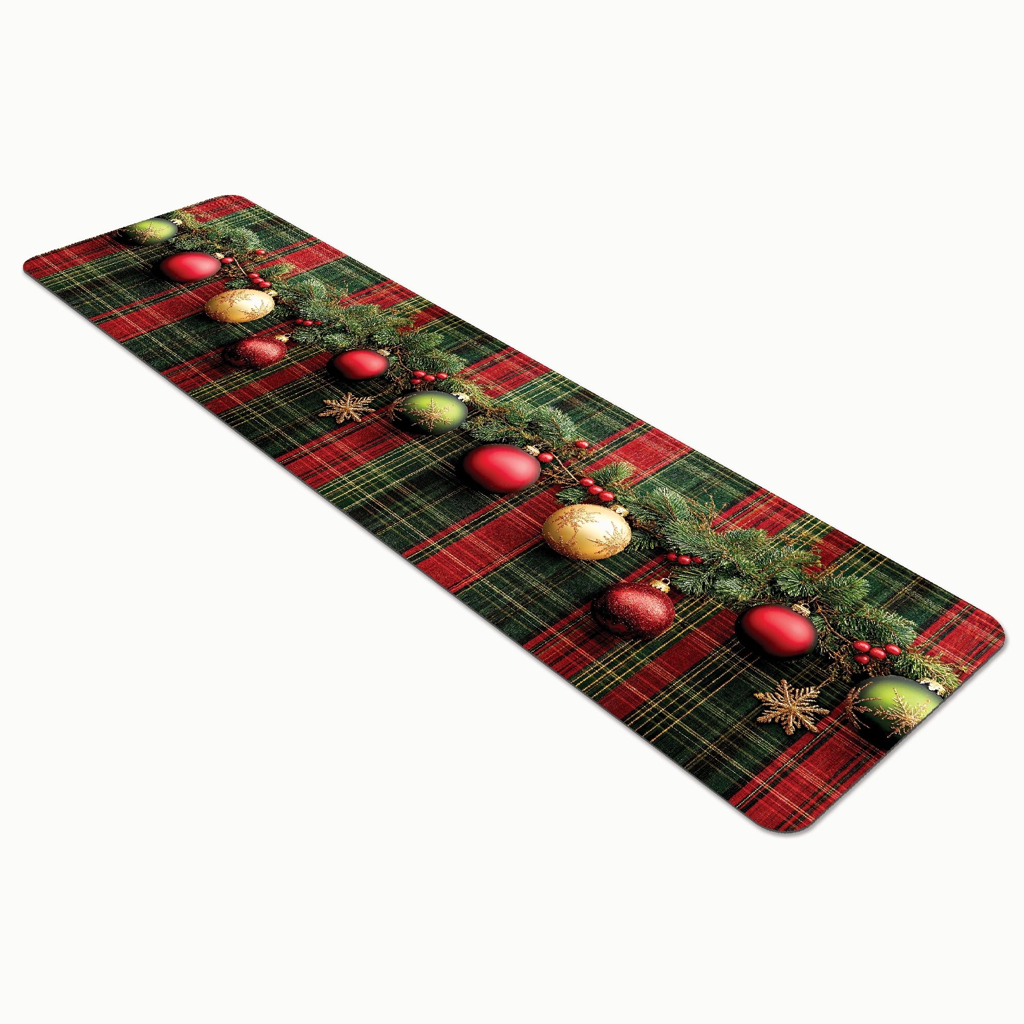 Comart - Tappeto Cucina Austin - Palline Natale 50x230cm - Antiscivolo
