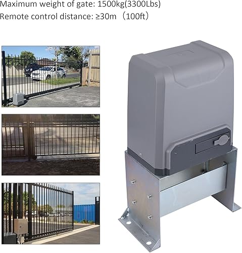 Miniatura 3 de CO-Z Abridor automático de puerta corredera de 3300 libras con 2 controles remotos, motor eléctrico de puerta de entrada de hasta 40 pies, kit