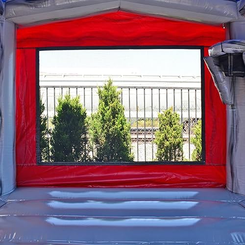 Miniatura 5 de JumpOrange Casa inflable de titanio de grado comercial de 13 x 13 pulgadas para niños y adultos (con soplador), aro de baloncesto, para interiores y