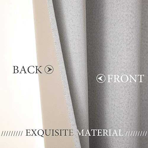 Miniatura 7 de MIULEE Cortina 100% opaca de lino texturizado para puerta corrediza de patio, dormitorio, sala de estar, cortina divisora de habitación, 1 panel de