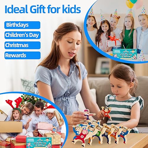 Miniatura 5 de Juguetes apilables de madera, 16 piezas de Circus Hercules Acrobatic Troupe Interlock, juego de bloques de construcción de equilibrio para niños