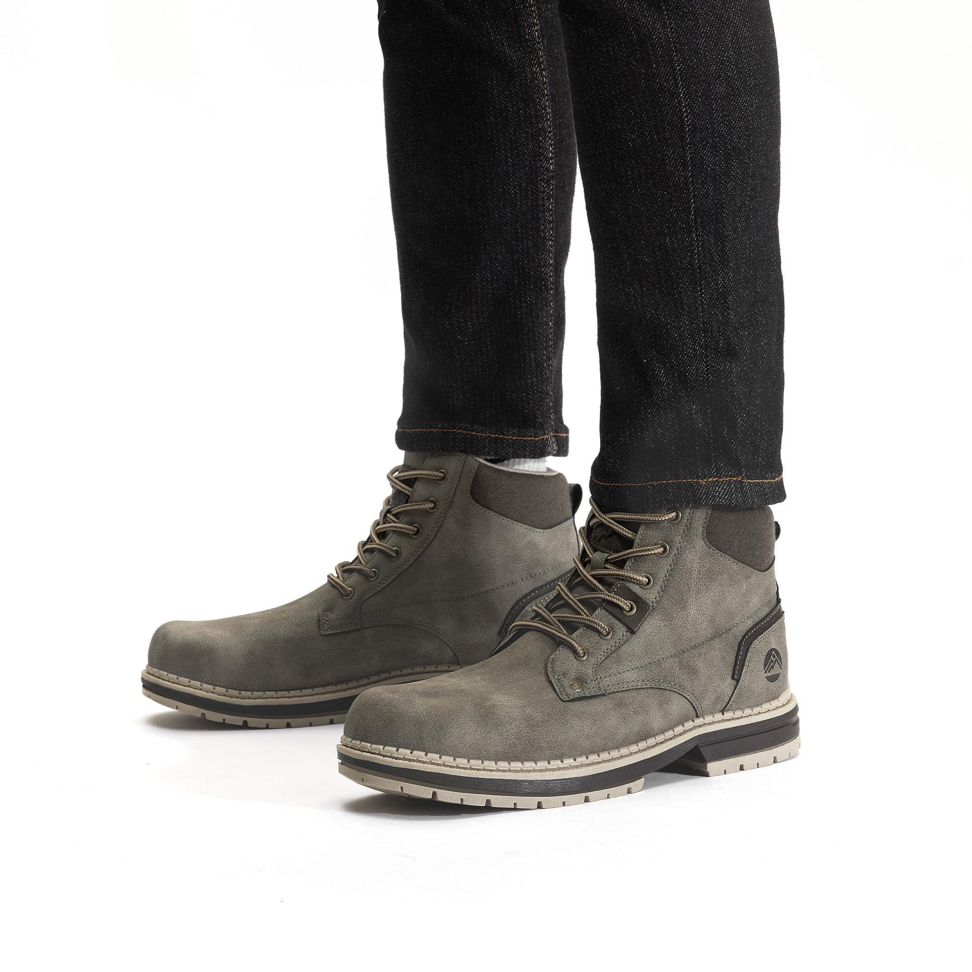 CC-Los Herren Wanderstiefel Casual Chukka-Stiefel Wasserabweisende Arbeitsstiefel Knöchelhohe Stiefel für Herren Grau, 42 EU
