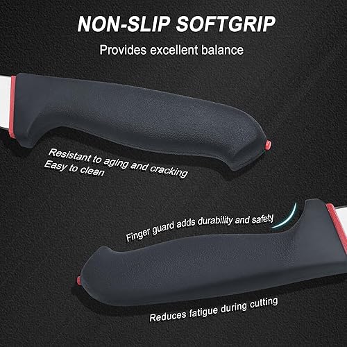 Miniatura 4 de Juego de cuchillos de carnicero de 3 piezas, acero alemán 1.4116 con agarre suave antideslizante, kit profesional de corte y deshuesado de carne,