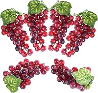 YimeBand 6 Bunches Lifelike Artificial Grapes - Realistic Fake Plastic Fruit for Party, Home, Kitchen Decor & Photography Props