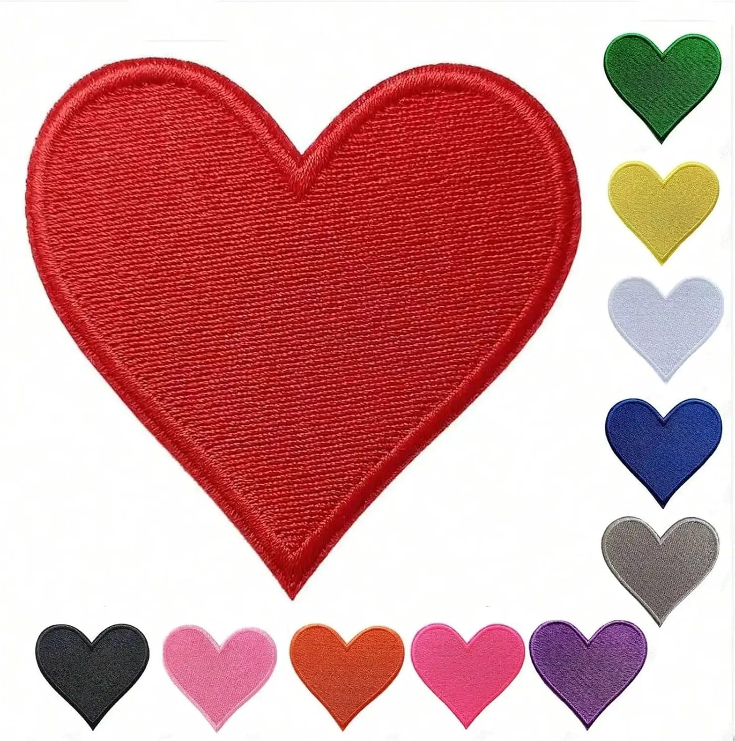 Iron Patches for Clothing 80Pcs Heart Iron on Patches, Cute Embroidered Applique On/Sew On for Clothing, Jackets, Hats,Backpacks, Jeans for Repairing Hole&Tear Easy Iron-On Application(Green)