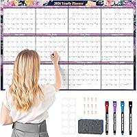 Ospelelf 2026-2027 Dry Erase Wall Calendar 32x48'' Large Laminated Yearly Planner for Family Office Classroom Floral