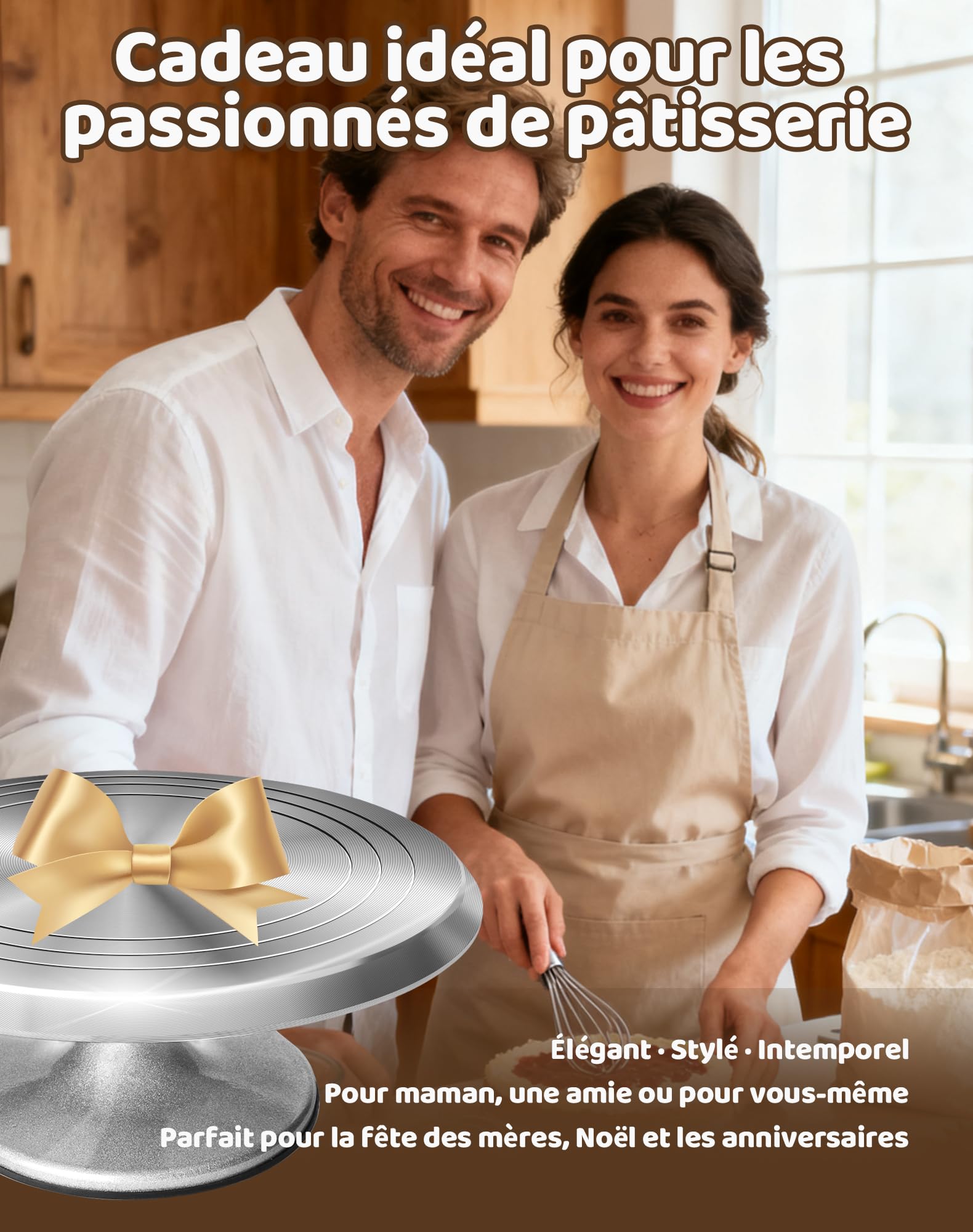 LAOYE Plateau à Gâteau Rotatif en Aluminium de 30 cm avec Pied - Plateau Tournant pour Décoration de Gâteaux