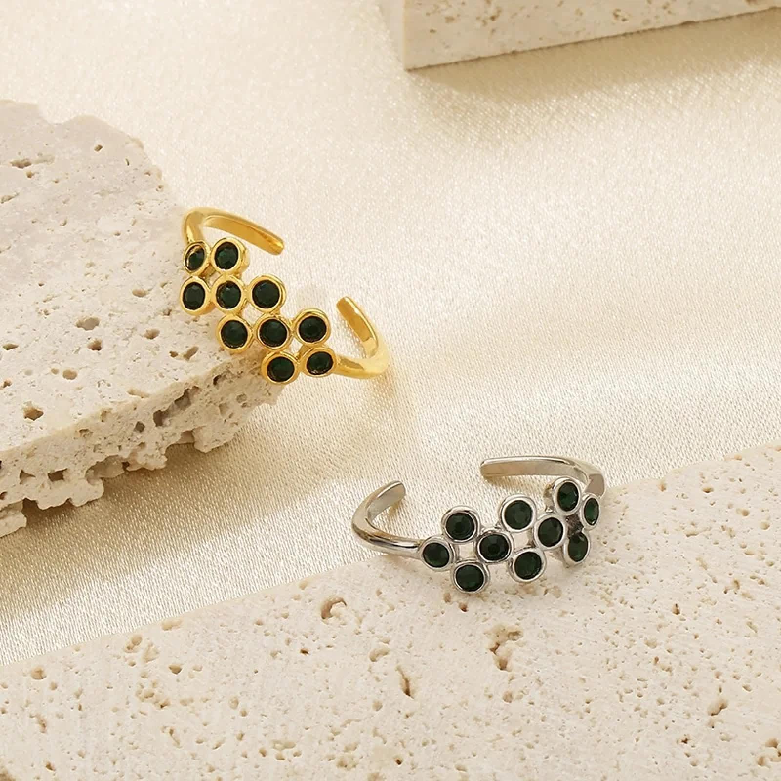 Ring Ringe Damen Bijouterie Herren Offene Ringe Für Frauen Und Mädchen, Farbe Gold, Silber, Weiß, Grün, Zirkonia, Charm-Ringe, Minimalistischer Ehering, Schmuck, 8 Kr1109