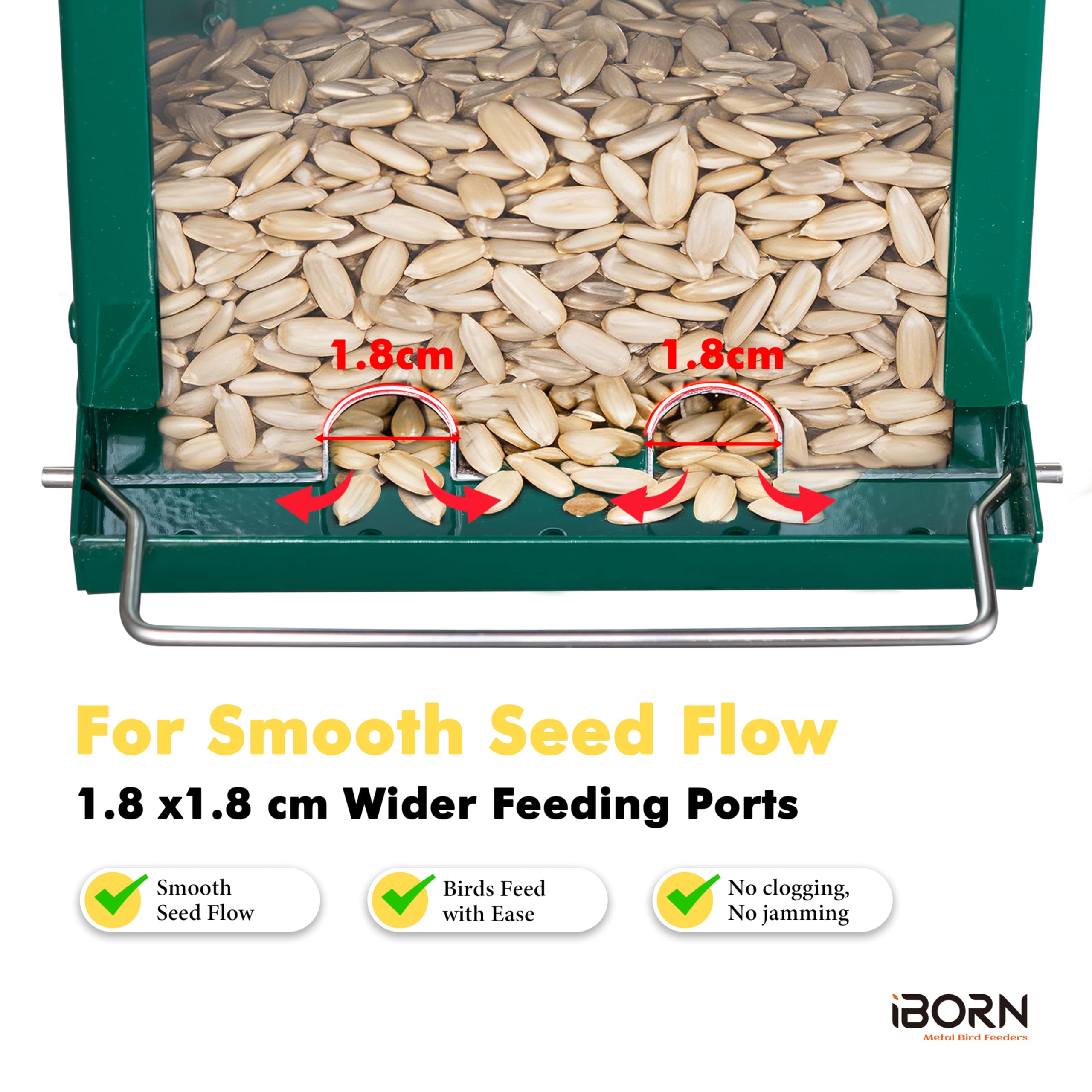 iBorn Karmnik dla ptaków montowany na ścianie, 2 porty, 0,6 kg, zielony
