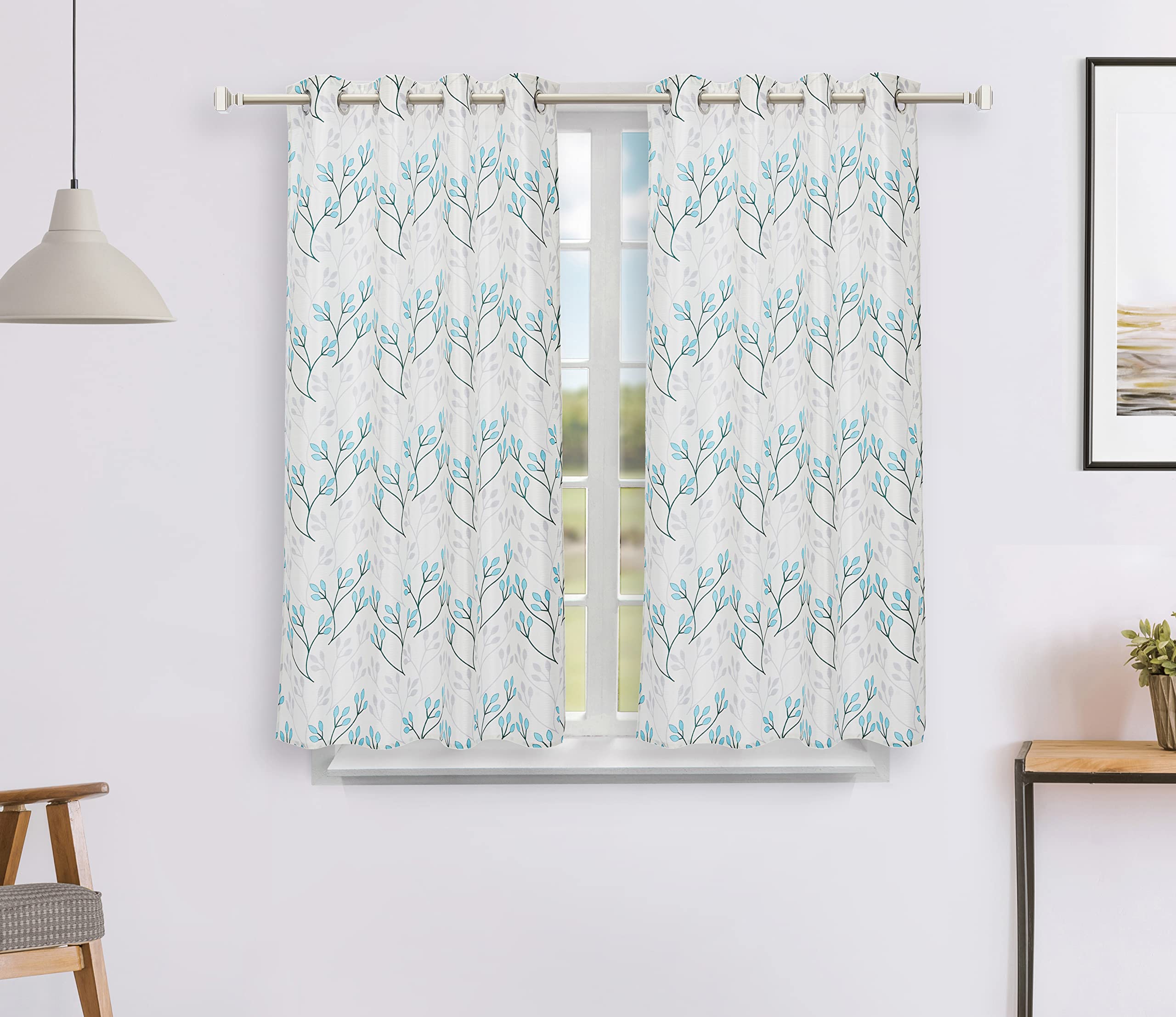 Amazon Brand - Solimo Polyester Leaf Print Window Curtain (White&Blue,5 FEET -150 CM)- Pack of 2 Regular Print 135 GSM (B0BRKPFFPN) Amazon Price History, Amazon Price Tracker