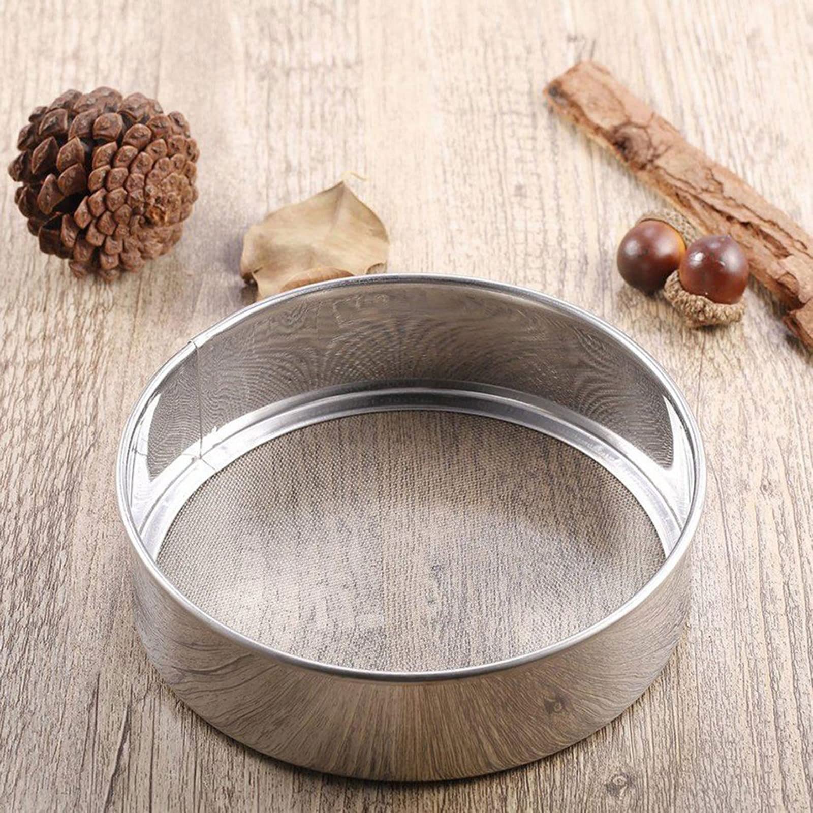 Tamiz de harina de acero inoxidable, colador de alimentos para hornear y cocinar