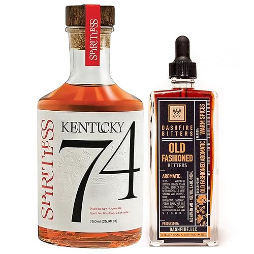 Spiritless Kentucky 74 - Paquete de whisky destilado sin alcohol con amargos Dashfire, anticuado, licores prémium a prueba de cero para una