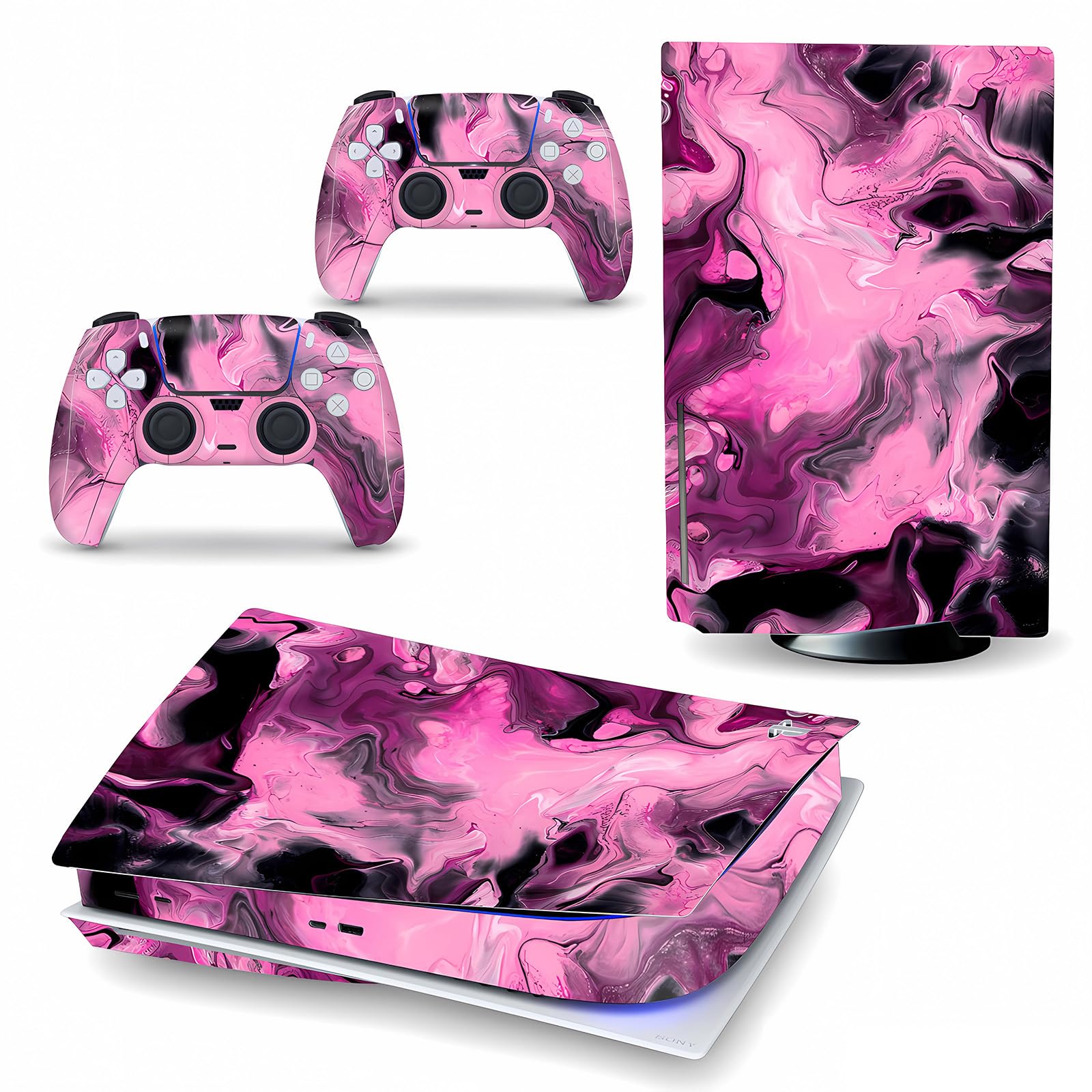 PS-5 Skin Stickers Controller Console Panels Decal Cover PInk 5 Station Play Disc Edition Version Accessories Decor Vinyl