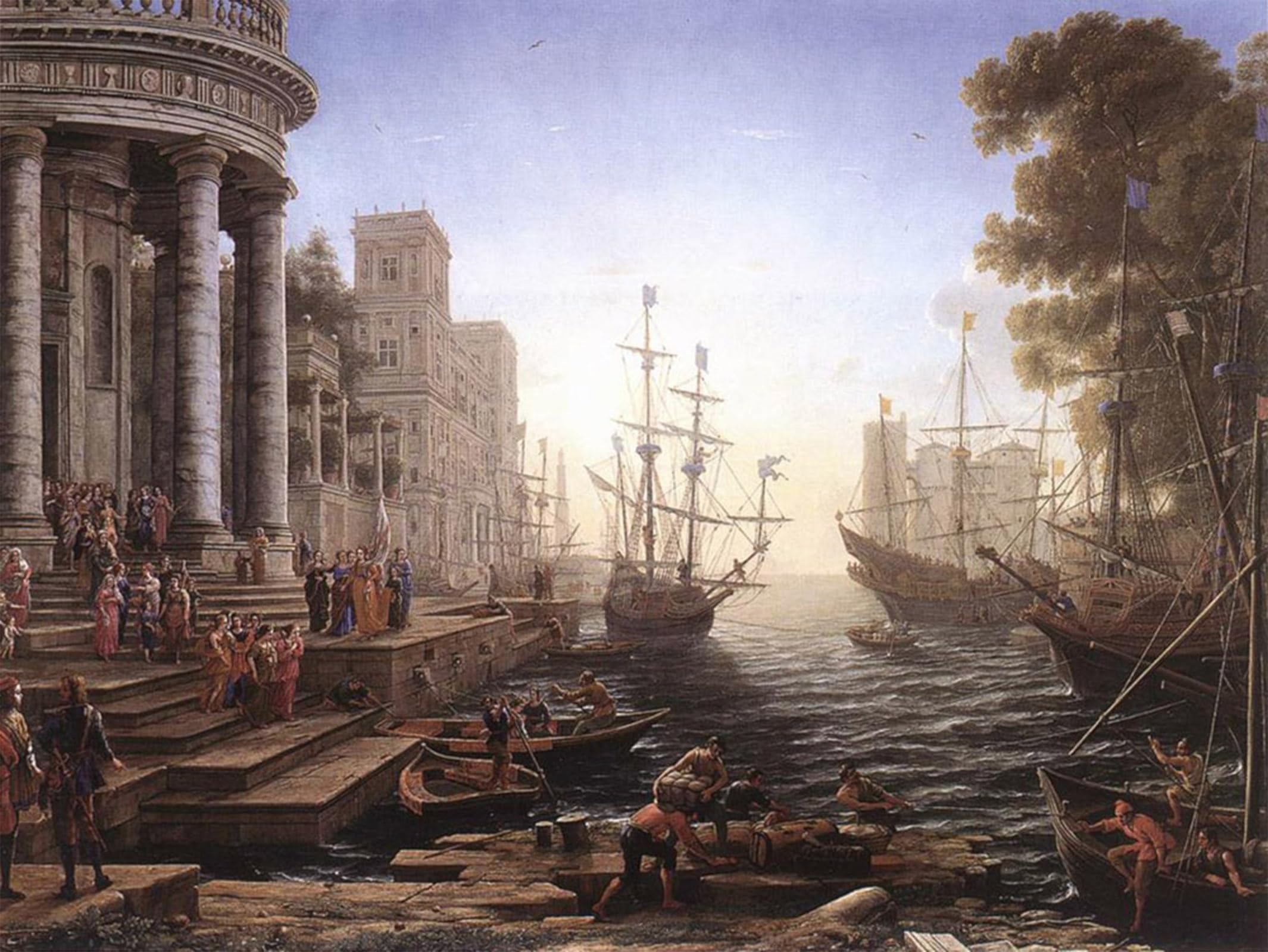ARTXLXXBN Famous Prints Artwork Pictures Poster Painting Art Port Scene with the Embarkation of St Ursula by Claude Lorrain Artwork Landscape Pictures for Home Decor 60x90cm