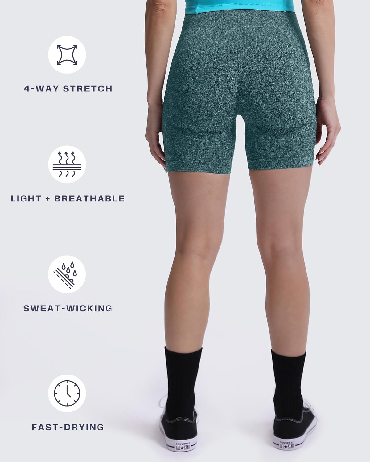 Aoxjox Booty Contour Seamless Workout Biker Shorts for Women Tummy Control High Waisted Athletic Running Yoga Short 5" - Image 5