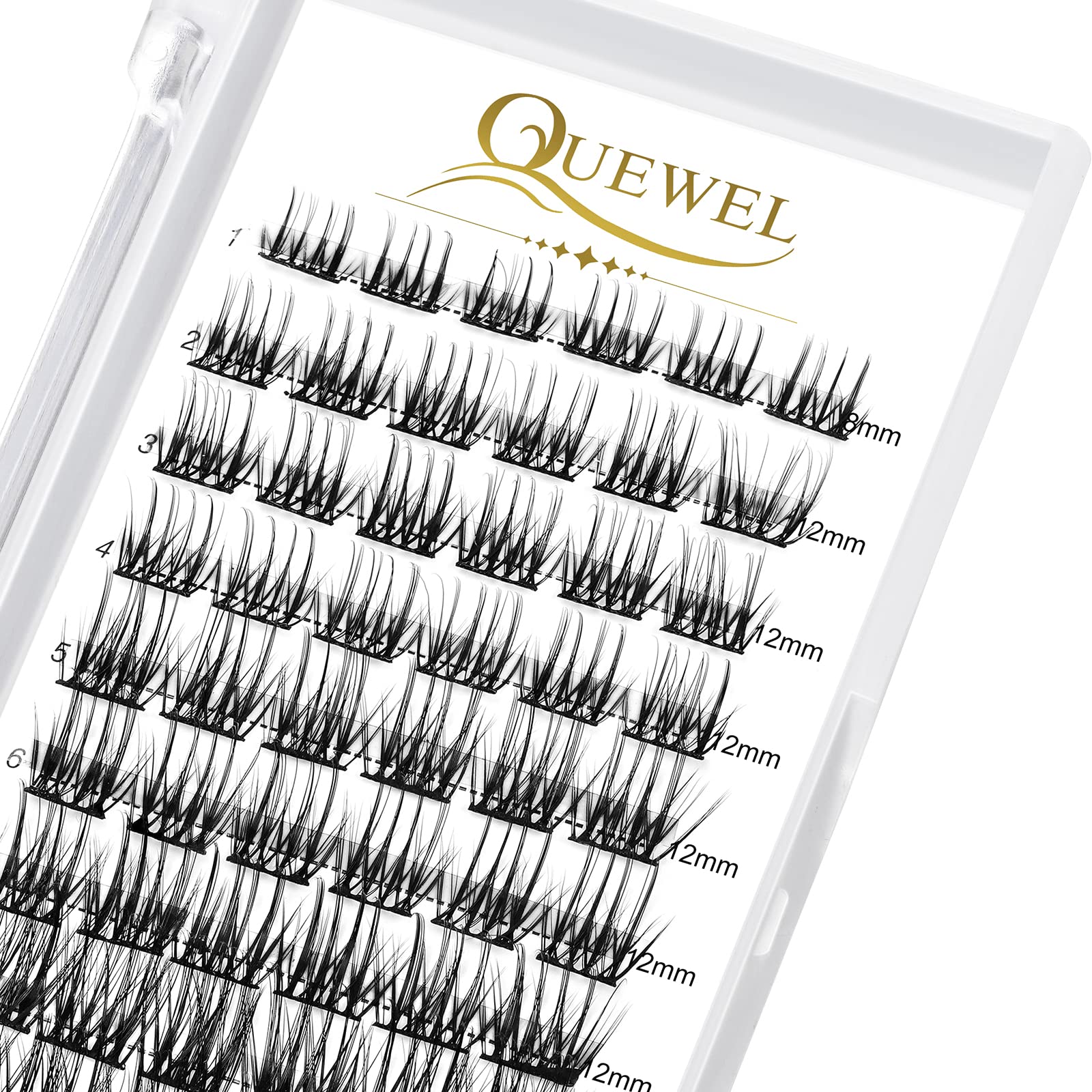 QUEWEL DIY Cluster Lashes - Individual Volume False Eyelashes, Soft & Light, Segmented, For Makeup Home Use (Honey01-D-MIX8-16mm) — view 44