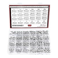 Vista 1 de DYWISHKEY 480 tornillos de cabeza Phillips de acero inoxidable 304 M2 M2.5 M3 M4 M5 M6, 304 tornillos de cabeza plana Phillips combinan con arandela