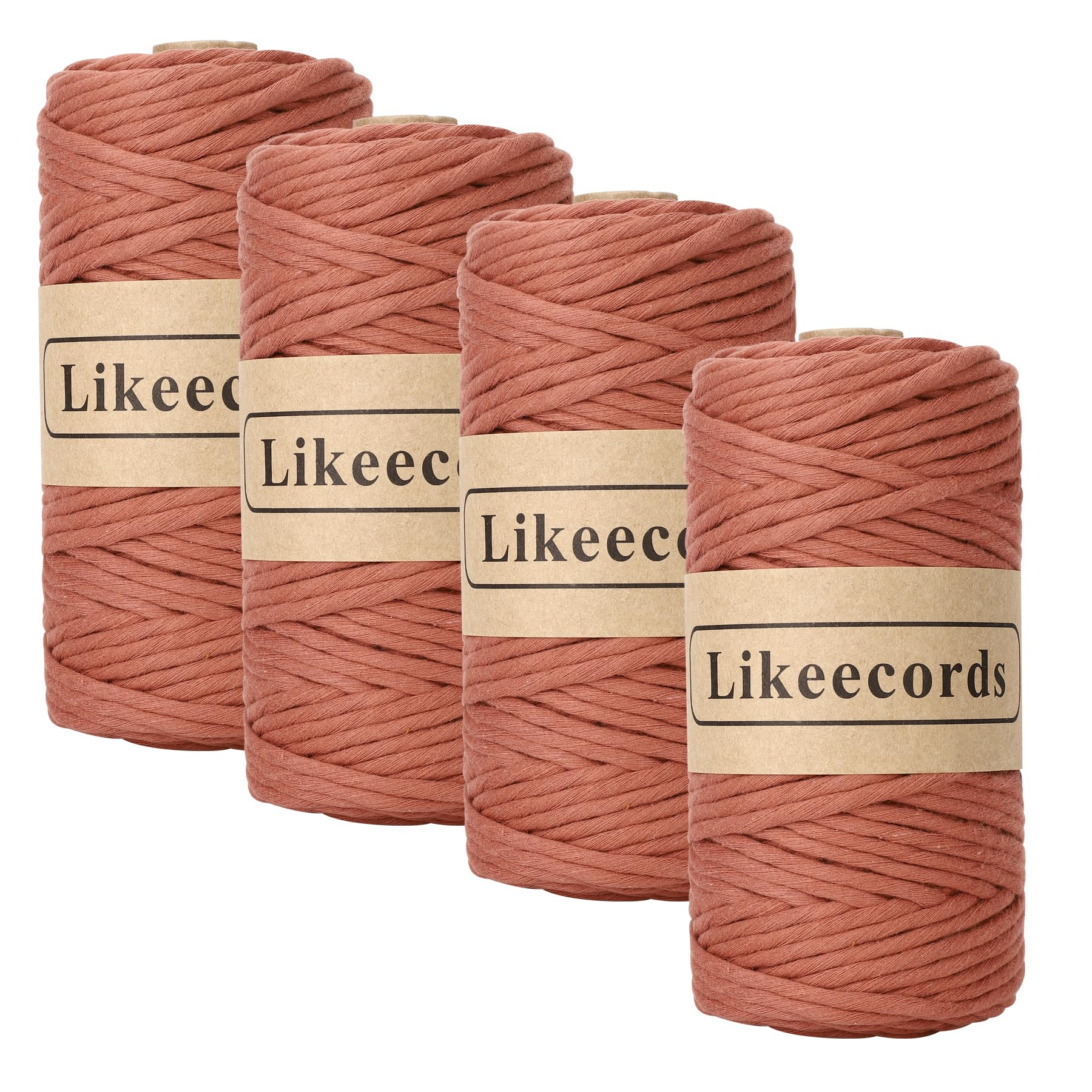 Cordon simple brin en coton 4mm rouille Likeecords pour suspensions haut de gamme