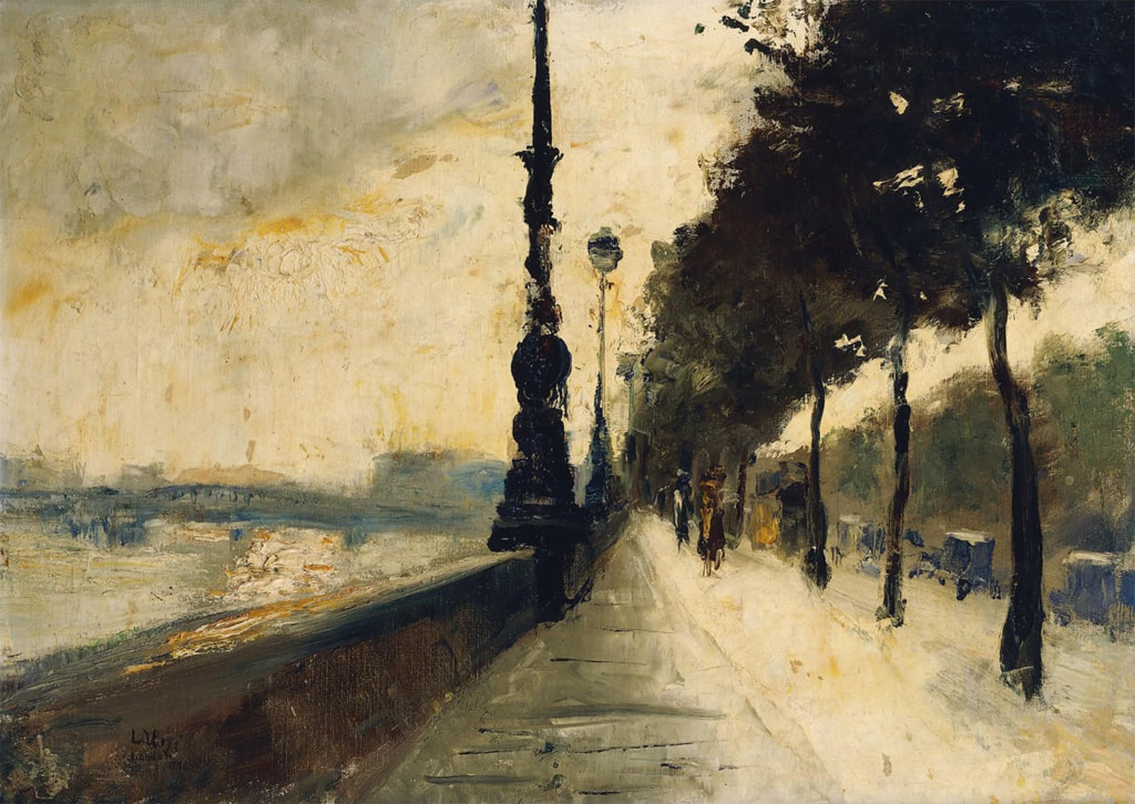SERENDIPITP Retro Picture Poster Wall Art Pictures Painting the Embankment by Lesser Ury Wall Art Canvas Print for Wall Decor 60x90cm