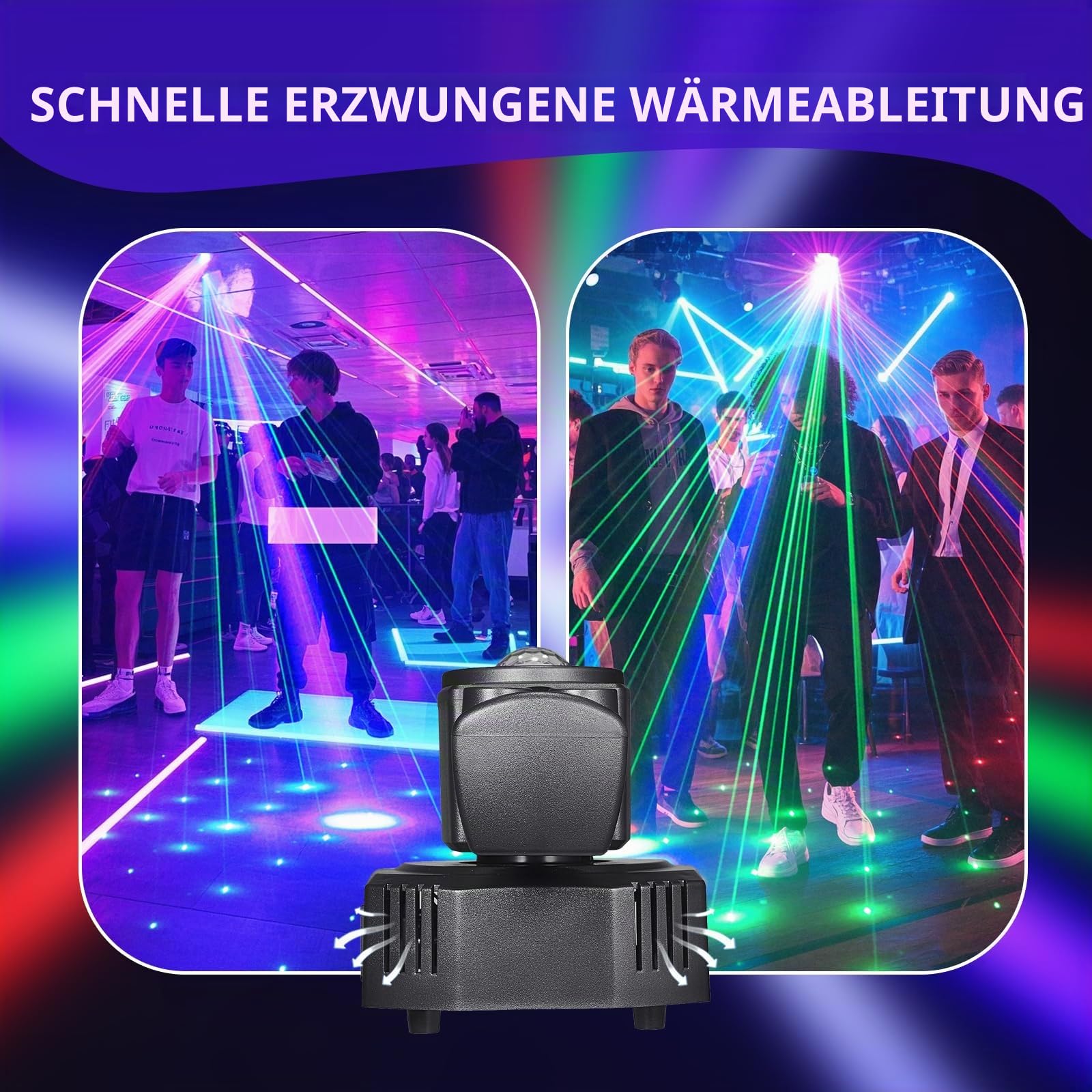 Moving Head Discolicht Partylicht, DMX 512 Effektstrahler,TJGB03 LED RGB Licht DJ Projektor Musikgesteuert DJ Disco Lichter, Für KTV Bar Familientreffen Hochzeit Geburtstag Halloween