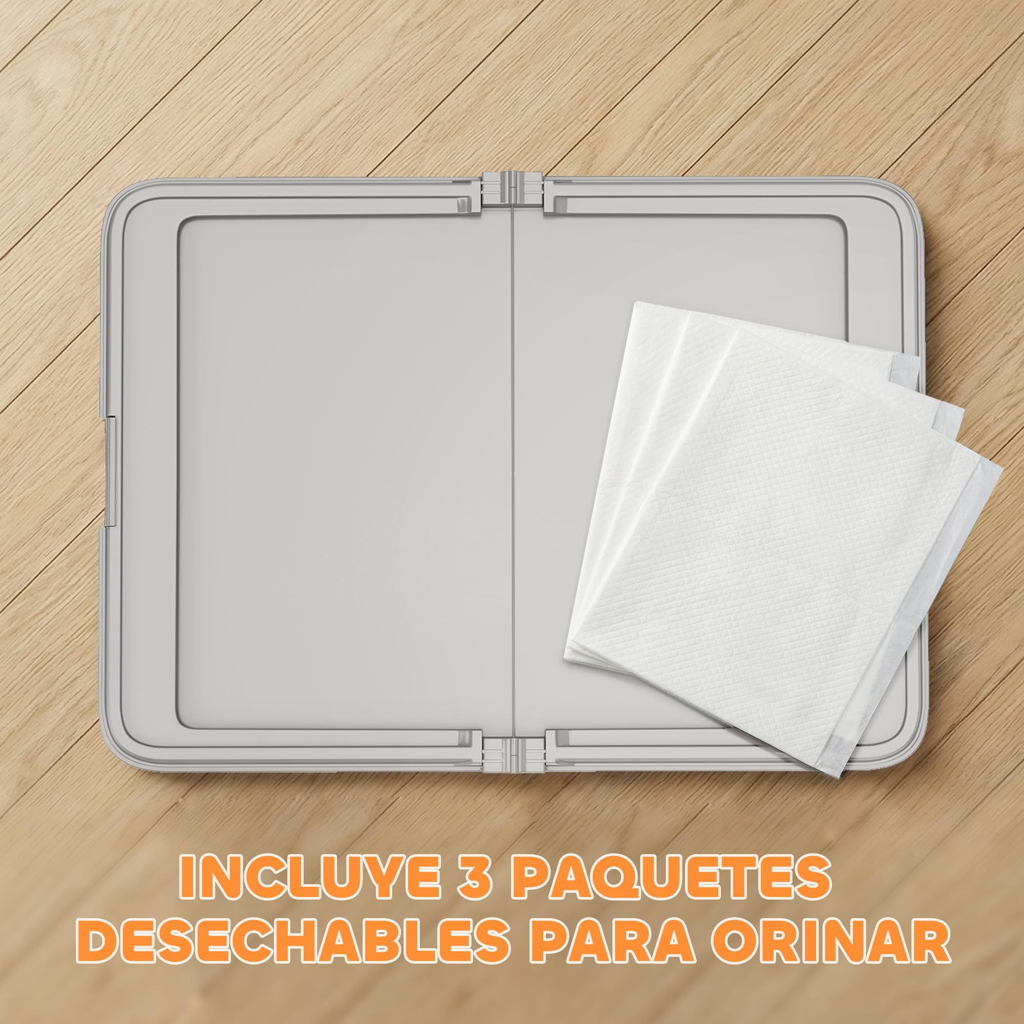 PawHut Toilette Pieghevole per Cani, 86x62 cm, vaschetta igienica per Cani per l'addestramento, con 3 tappetini, Piedini Antiscivolo e Facile da Pulire, Grigia