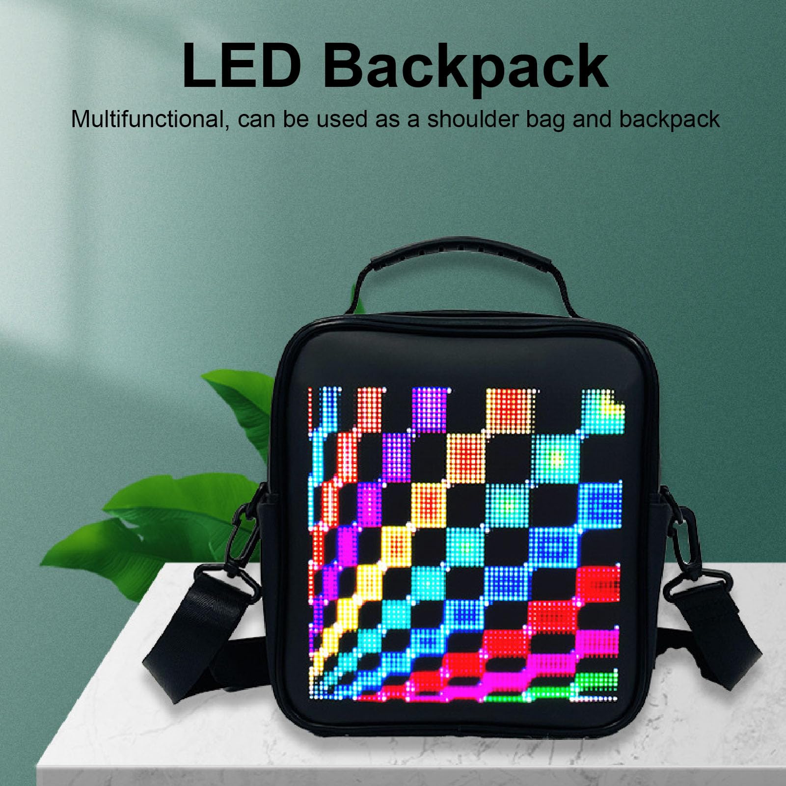 Elprico LED-Rucksack, Vollfarbbildschirm, Programmierbarer Bildschirm, Wasserdichter Rucksack, Vielseitiger App-Steuerung, DIY-Laptop-Rucksack für Männer und Frauen, Geburtstagsgeschenk