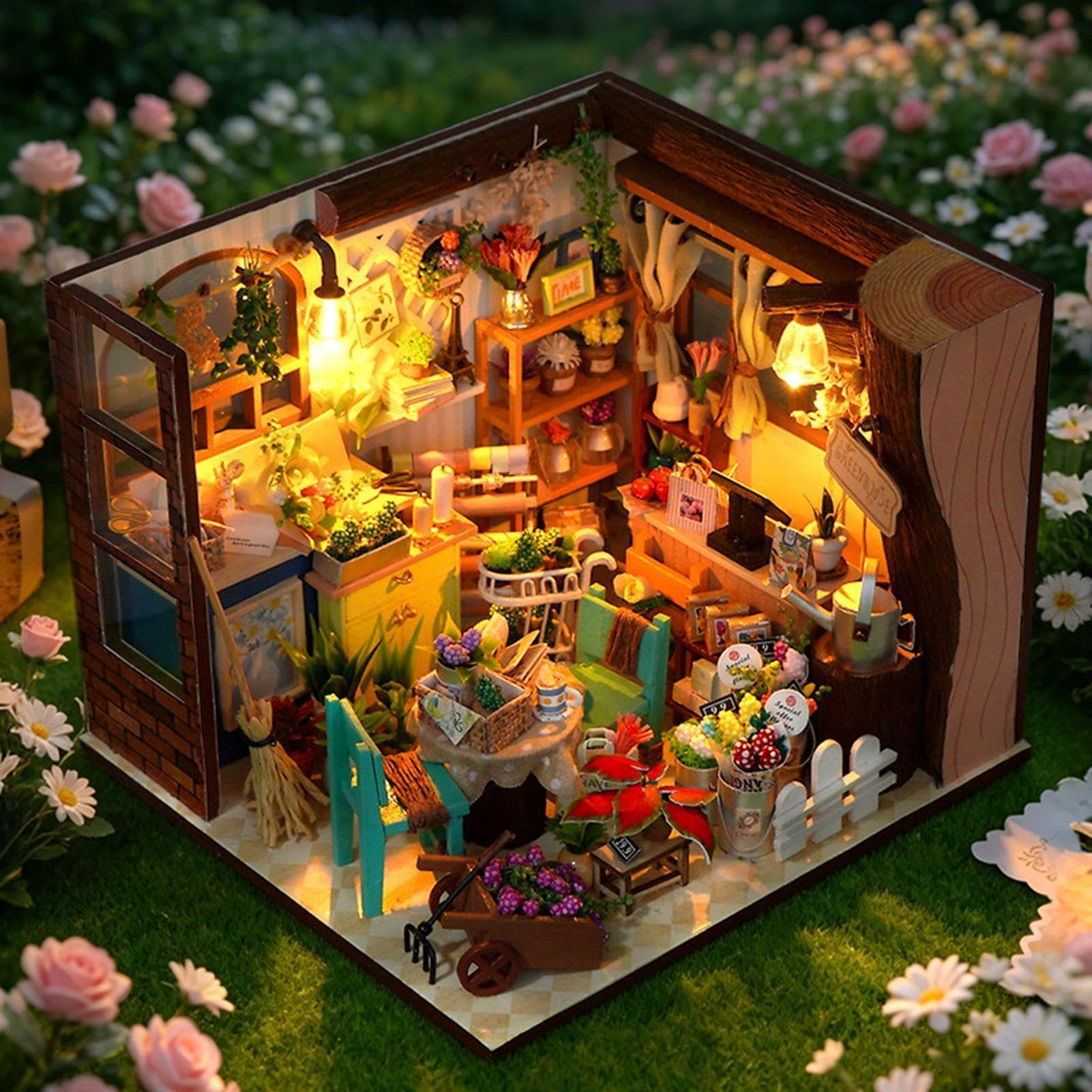 Kit fai da te per una casa in miniatura Giocattolo Di Costruzione | Kit Casa Delle Bambole Per la decorazione di scrivania, dormitorio, appartamento, libreria, soggiorno e