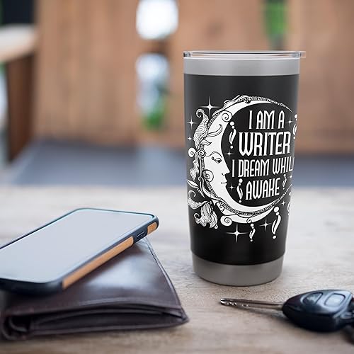 Miniatura 7 de Vaso aislado de acero inoxidable con texto en inglés "I Am A Writer I Dream While Awake Author Book Novelist Poet"