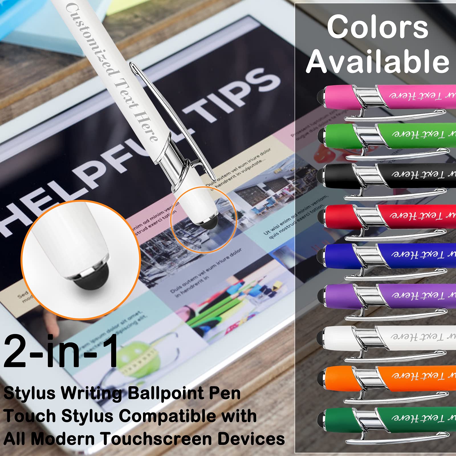 100 Pack Personalised Pens in Bulk with Stylus Tip - Image 3