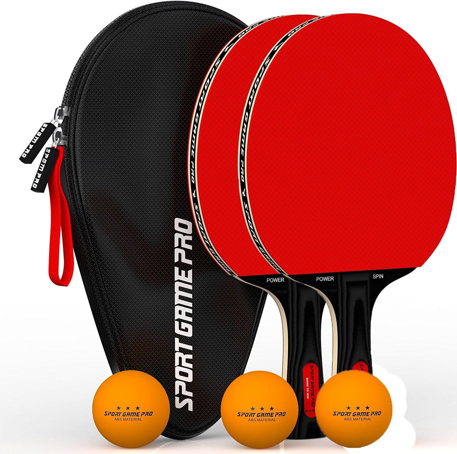 Sport Game Pro Ping Pong Paddle JT-700 with Killer Spin + Case for Free (red)