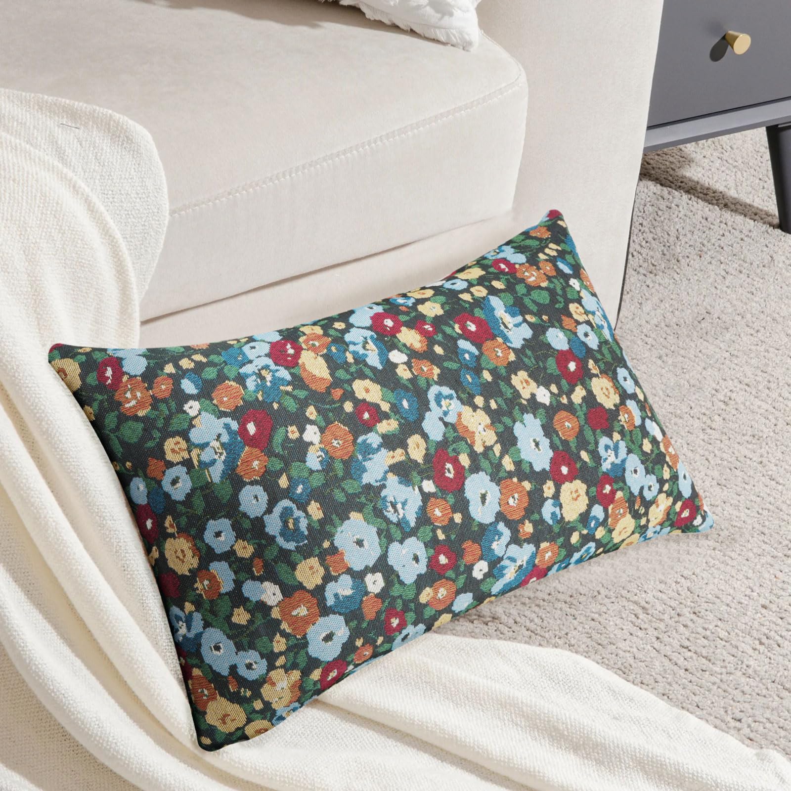 Amazon.com: Vintage Embroidery Floral Pillow Coveres 12x20 for