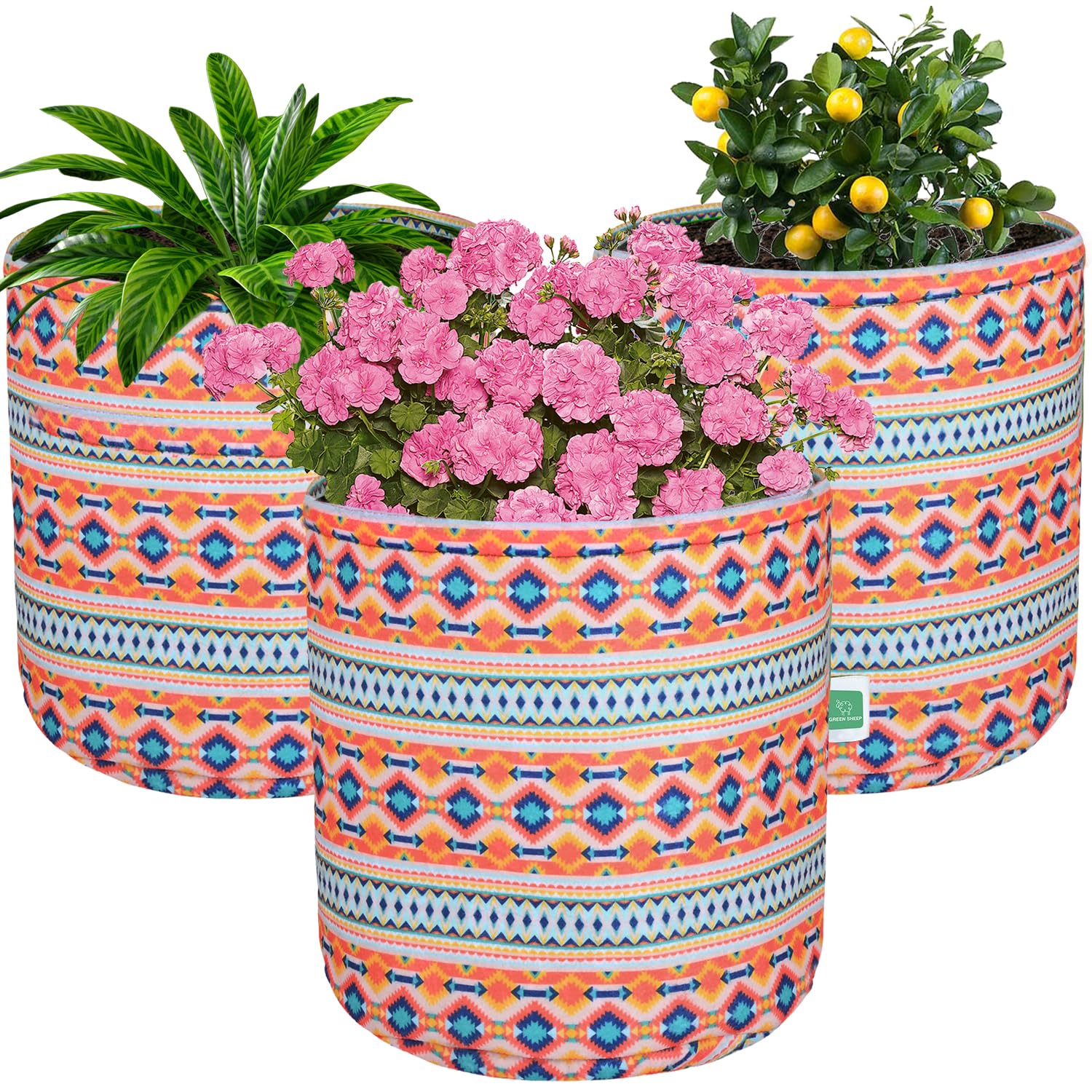 GREENSHEEP Grow Bag Heavy Duty Geo Fabric Plant Pot Lightweight Printed Bags for Gardening Balcony Terrace (Multicolor, Round, 500 GSM 10 x 10 inch Pack of 10) (B0CV17P4B8) Amazon Price History, Amazon Price Tracker