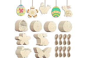 80PCS Easter Unfinished Wood Cutouts Ornaments to Paint for DIY Projects