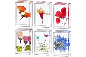 6 Pieces Hexagonal Crystal Clear Resin Paperweight Flower Paperweight Paperweights Nice Desk...