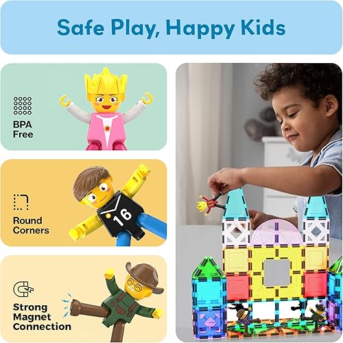 Miniatura 6 de PicassoTiles - Juego de figuras de acción magnéticas para niños pequeños, con imán de expansión, kit educativo de aprendizaje STEM de simulación de