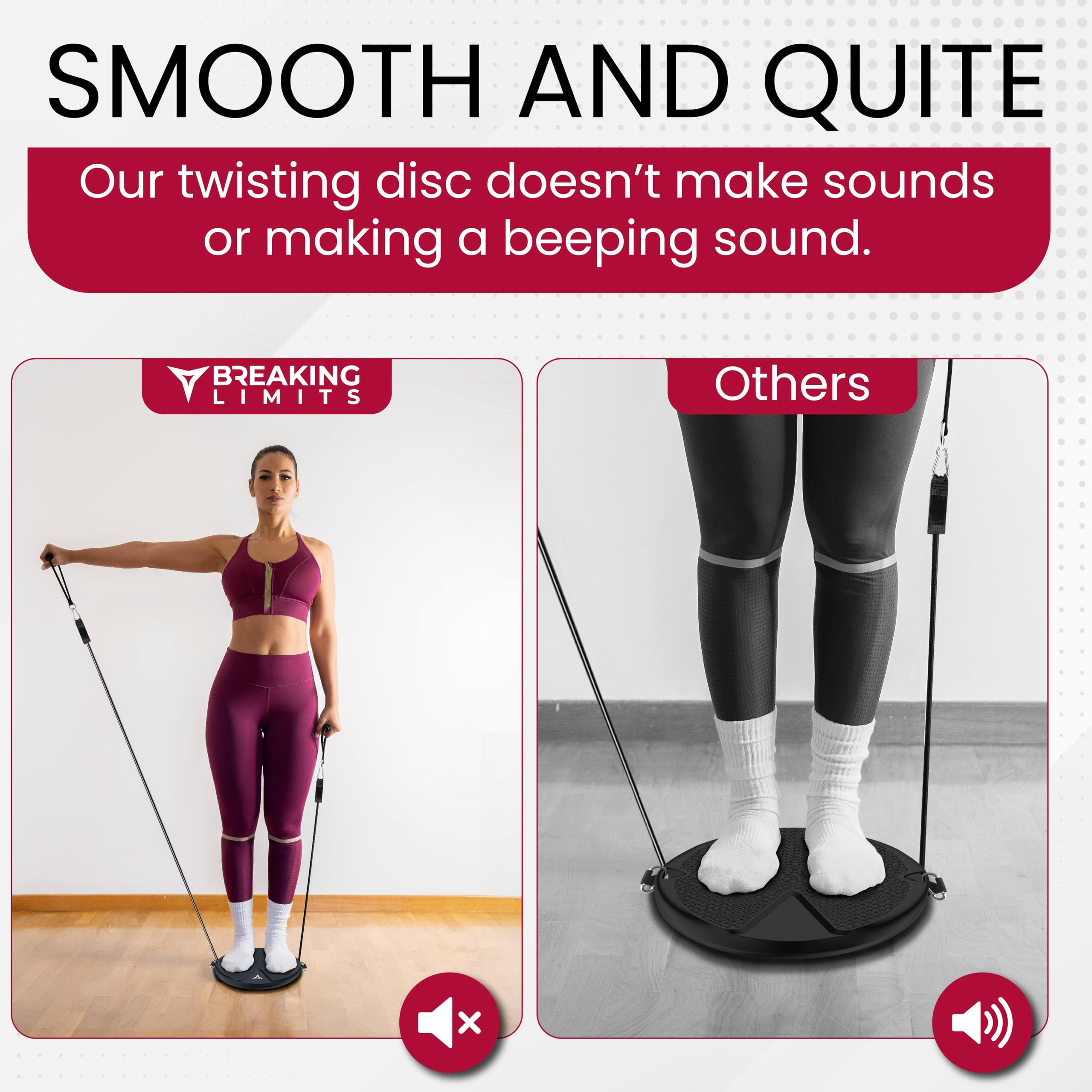 Breaking Limits Waist Whisper 2.0 - Disco de torsión de cintura - Tabla de torsión de cintura - Disco de ejercicio escultor moldeador de cuerpo con asas - Tabla giratoria para abdominales, piernas y