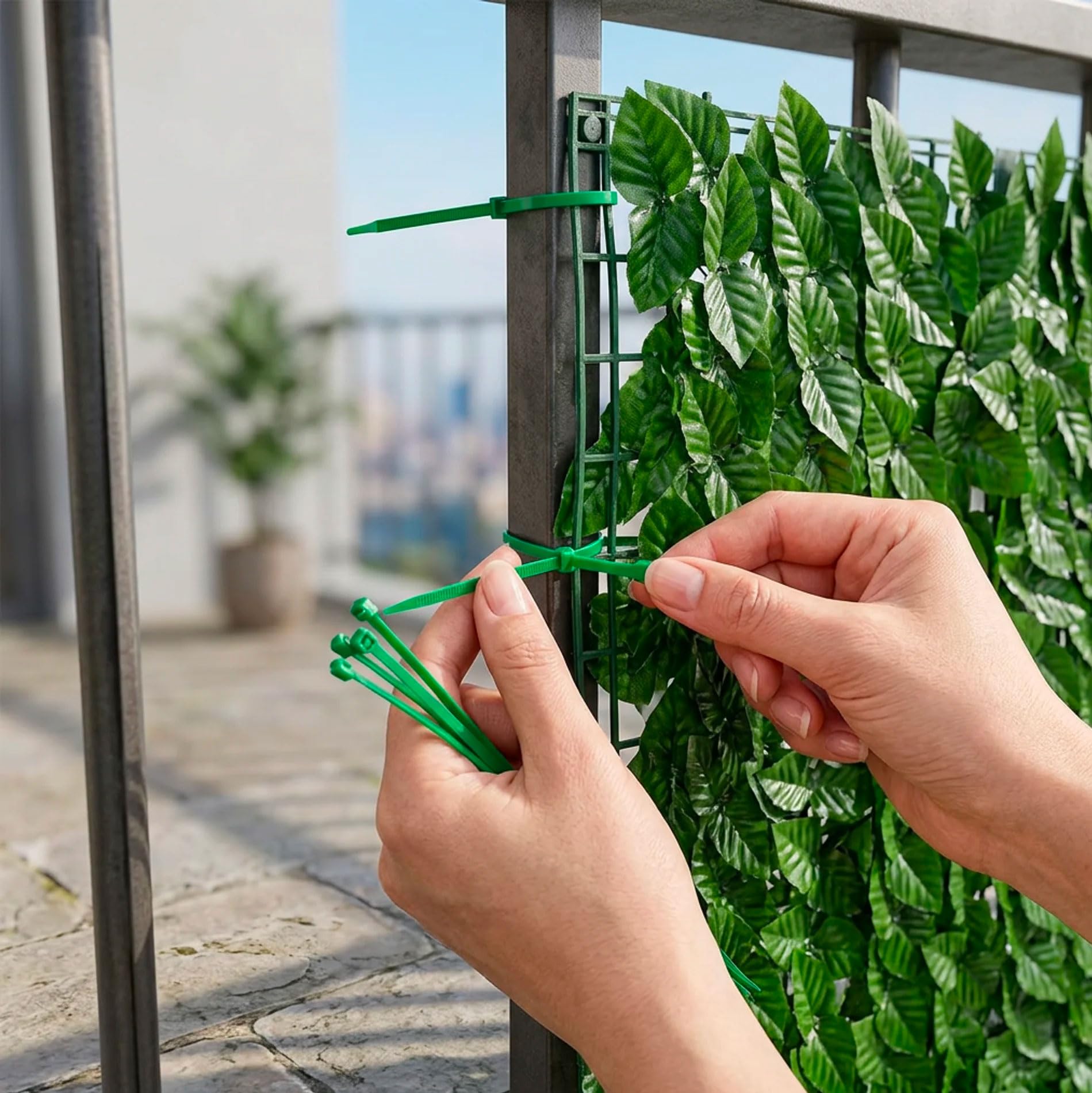 081 Store - Siepe Finta Frangivista Balcone 3 Rotoli 1x3 m – Rete Copri Ringhiera Privacy Alta Densità per Recinzione Giardino Esterno – Siepe Artificiale Realistica Anti UV con Fascette incluse