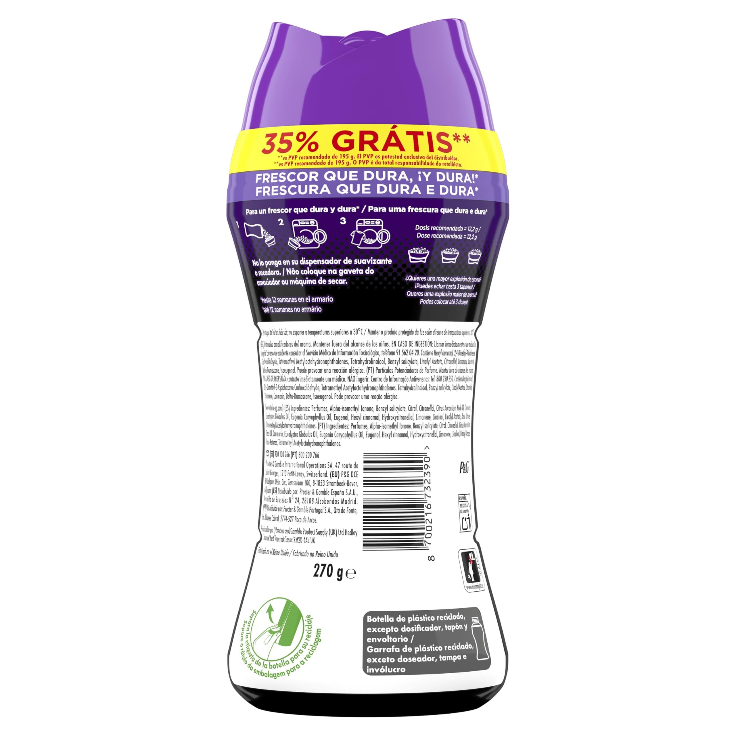 LENOR UNstoppables Perlas de Perfume para la Ropa, 133 Lavados (6 x 270g), Suavizante con Fragancia Violeta Fresca, Potenciador de Frescor