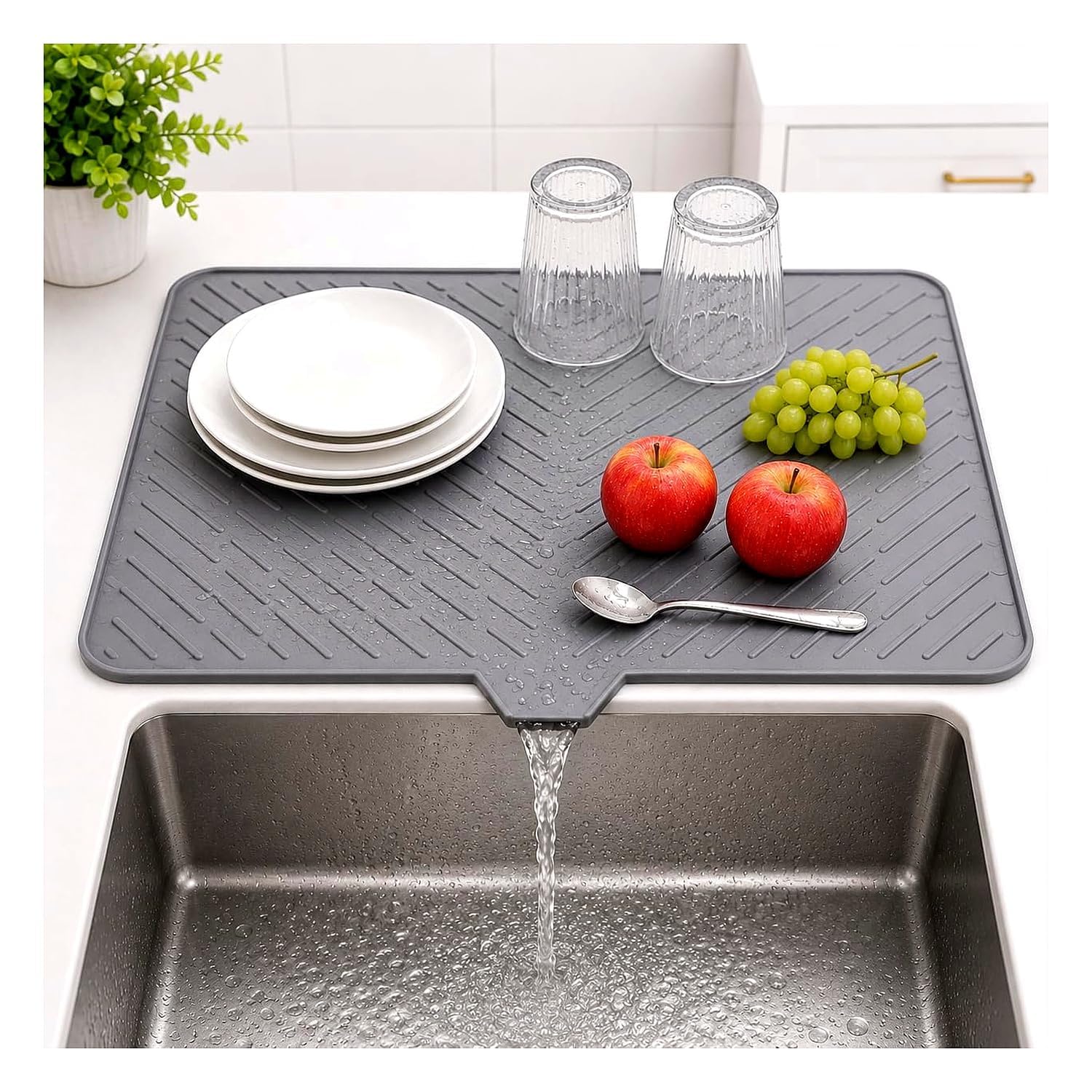 HAKKU Silicone Dish Drying Mat - Non Slip & Quick Dry -1