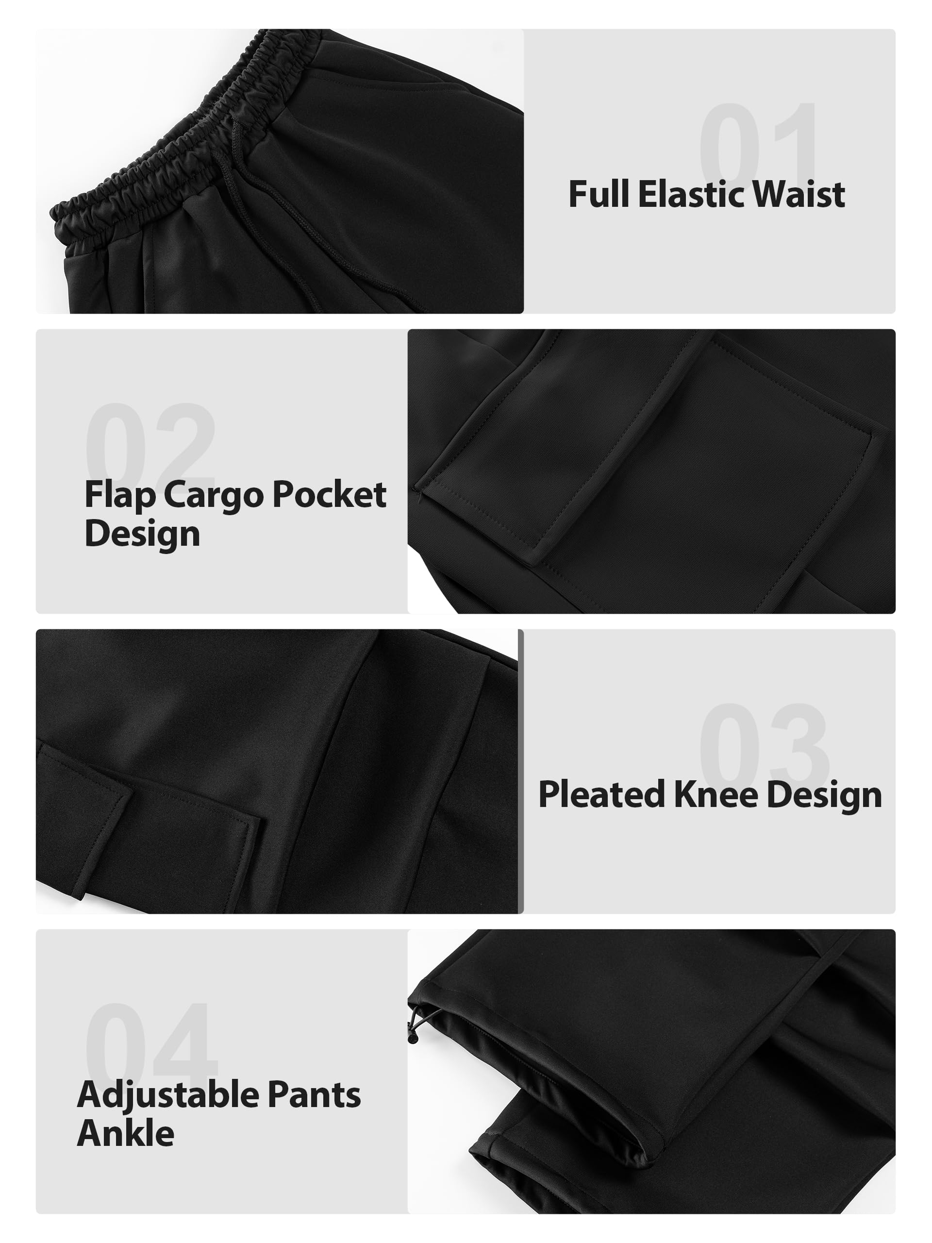 Rolanko Pantaloni Sportivi da Ragazza, con Elastico in Vita Pantaloni da Jogging Attivi Unisex con Tasche Cargo