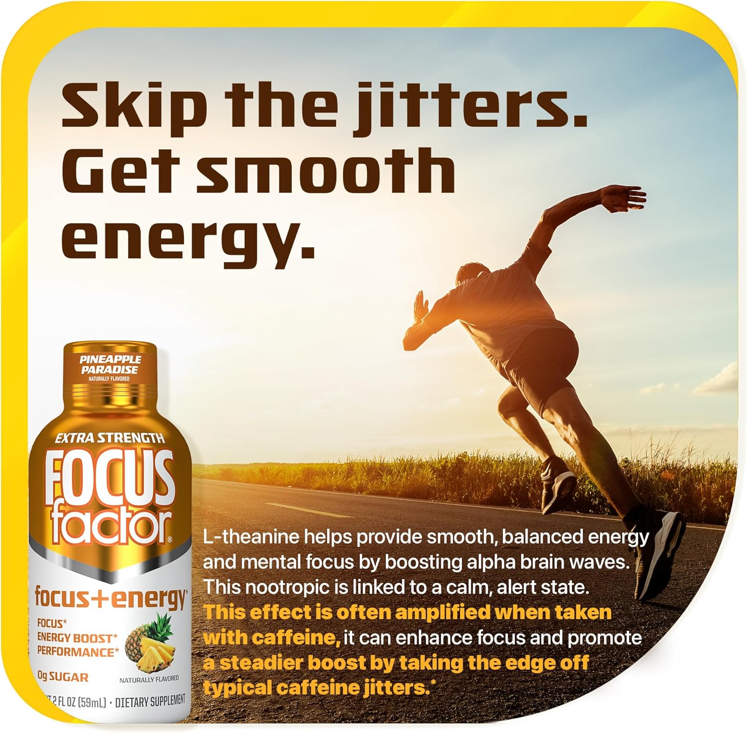 Focus Factor Extra Strength Focus + Energy Shots - 12 x 2oz Bottles (Pineapple Paradise Flavor) - Powered by Nootropics with Caffeine, L-Theanine, Ginkgo, Bacopa, L-Tyrosine, Alpha GPC - Image 4