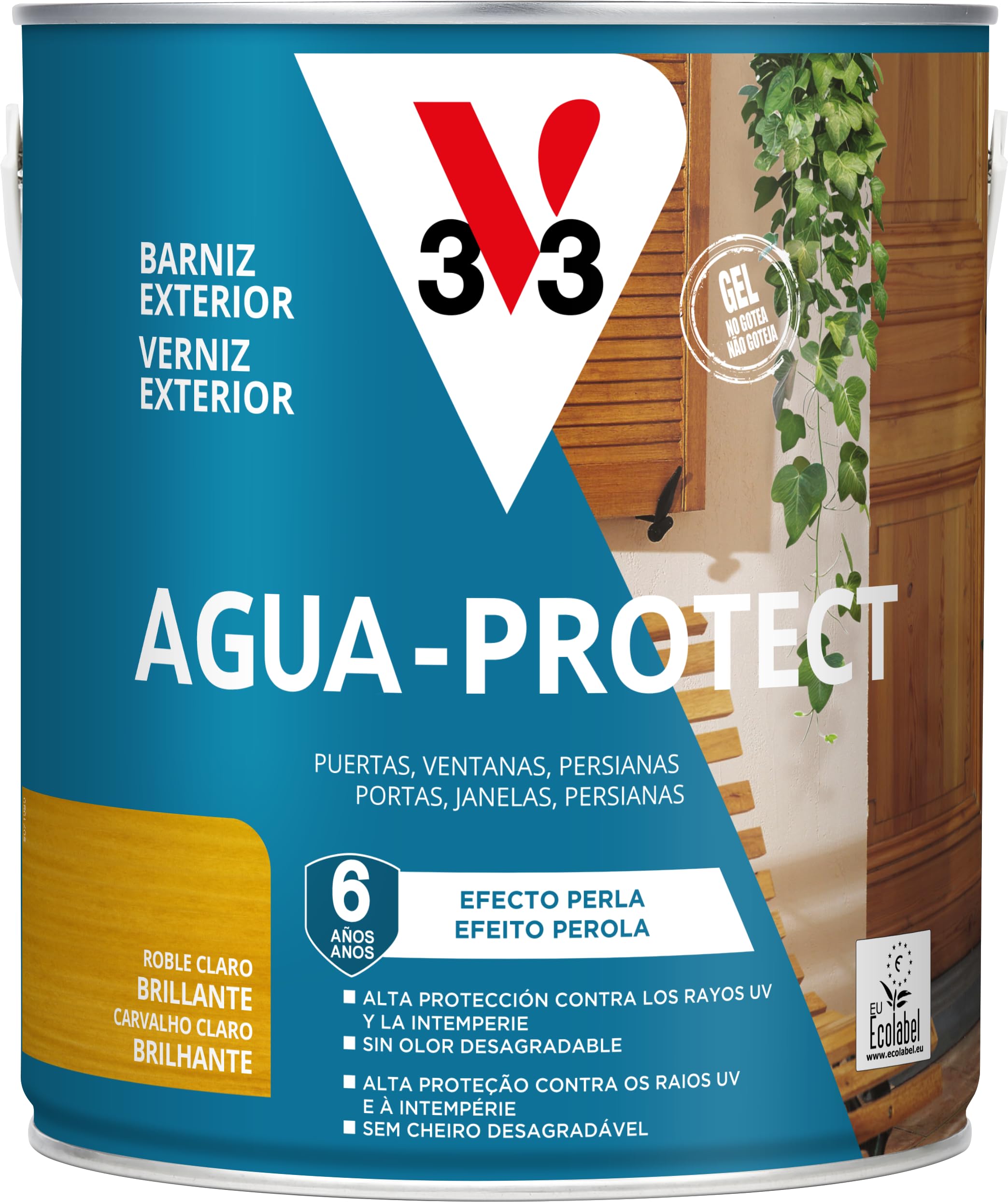 V33 Barniz Exterior AGUA PROTECT - Roble Claro - 2,​5l