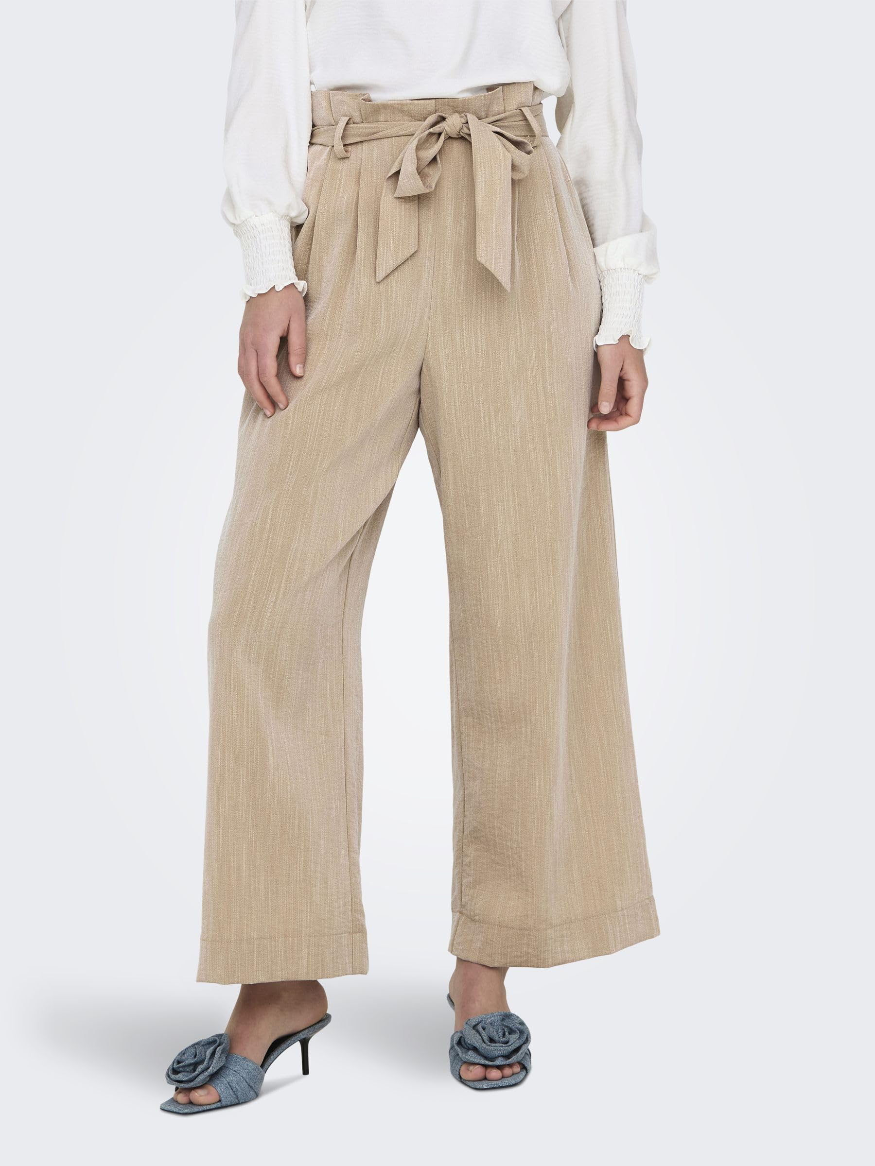 ONLY - Onlmarsa Solid Paperbag Pant Wvn Noos, Pantaloni di Carta con Cintura Donna