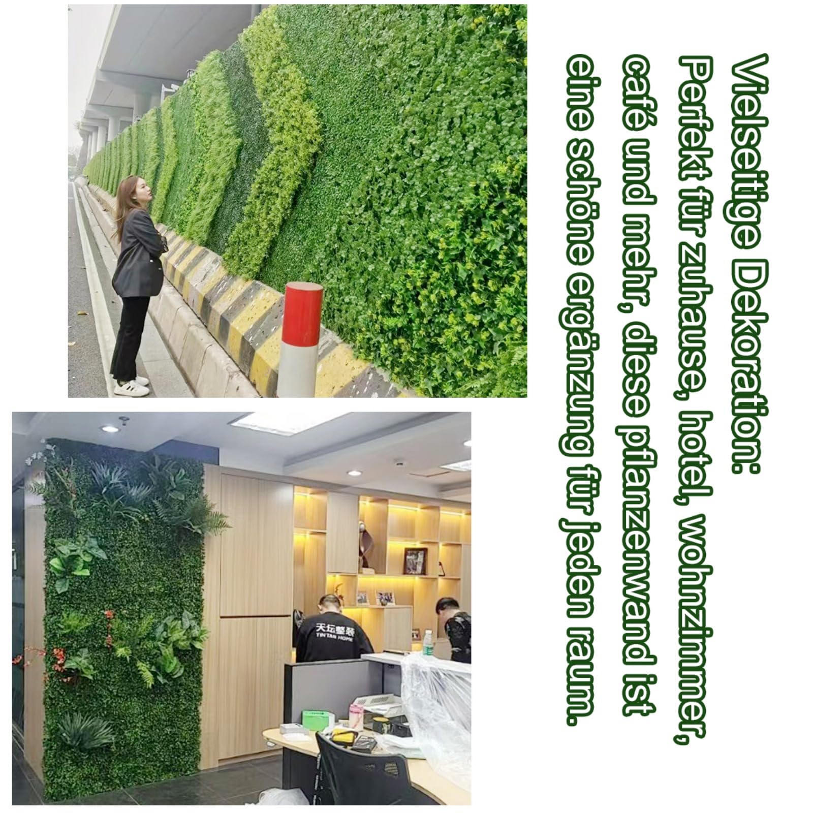 Künstliche Pflanzenwand, 50 x 100 cm Outdoor Künstliche Hecke, PE, Künstliche Pflanzen Wie Echt, Simulierte Wandpflanze, Blumen Wanddekoration für Wandbegrünung (Kombination 4)