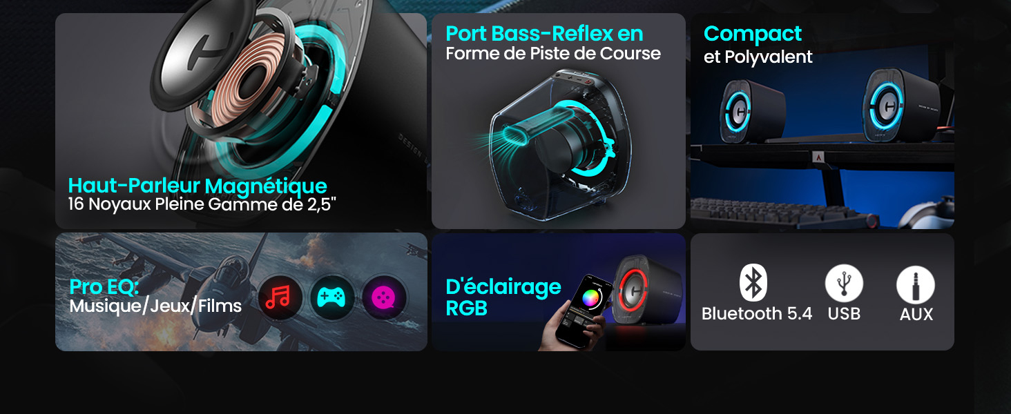 Edifier G1000 II Enceinte PC Gamer de Bureau: Haut-Parleur Large Bande 2.5 et Basses Améliorées, RGB Dynamique, Modes Jeu/Musique/Film, Bluetooth/USB-C /AUX, Enceintes pour PC, PS5, Switch - Noir Edifier G1000 II Enceinte PC Gamer de Bureau: Haut-Parleur Large Bande 2.5 et Basses Améliorées, RGB Dynamique, Modes Jeu/Musique/Film, Bluetooth/USB-C /AUX, Enceintes pour PC, PS5, Switch - Noir