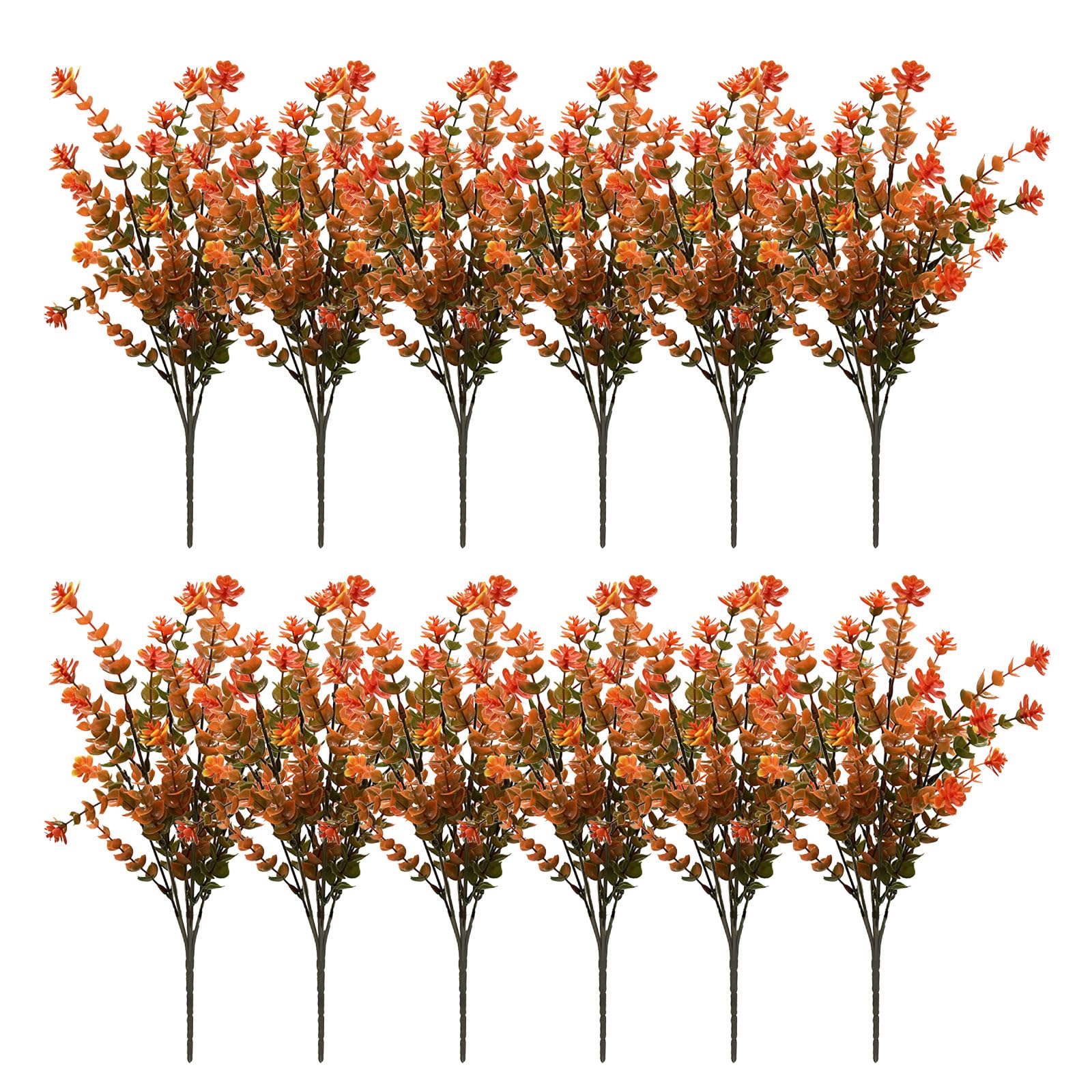 Pangboer C Of 12 Artificial Leaves Stems For Home And Table Decoration Realisti Eucalyptuses Branches Fall Florals Arrangement Faux Fall Leaves