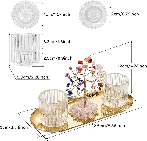 Miniatura 4 de ZenBless Portavelas votivas, portavelas 2 en 1 y portavelas cónicos, árbol de la vida de cristal para decoración de mesa de centro de mesa,