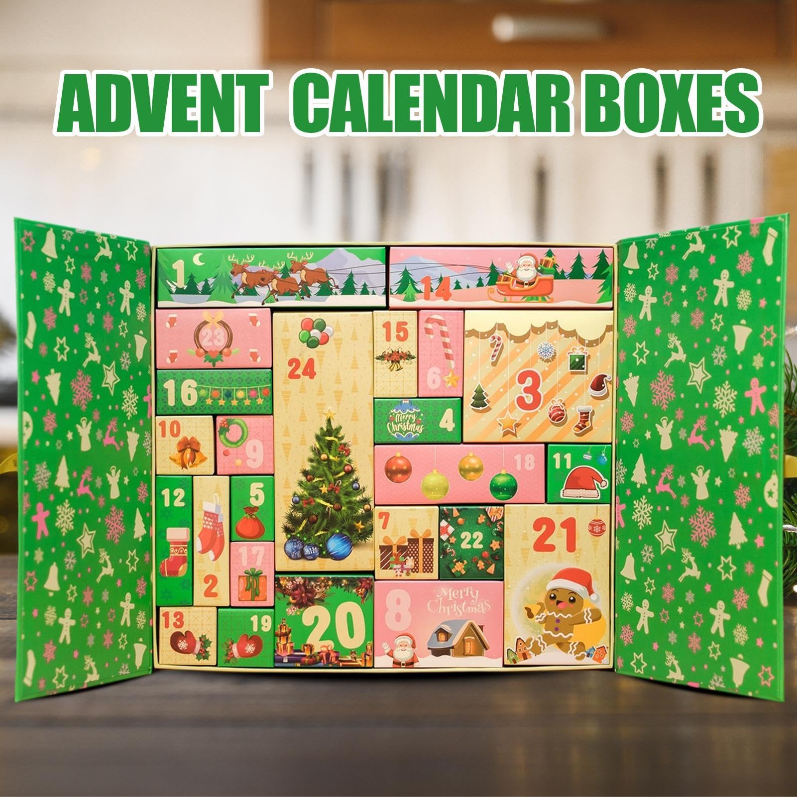Calendari 'Avvento vuoti per riempire le scatole del calendario | Decorazione regalo di Natale per mensola da tavolo da pranzo per adulti