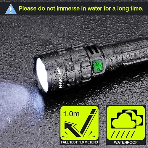 Miniatura 7 de NAKCNM Linterna táctica con montaje de rieles Picatinny, luz de arma de 3000 lúmenes recargable, 5 modos, interruptor de presión remoto incluido