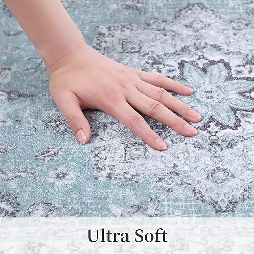 Miniatura 3 de JOLENE.K Alfombra lavable de 2 x 3 pies, tapete pequeño para entrada, cocina, antideslizante, lavable, estilo bohemio, vintage, tapete de baño de